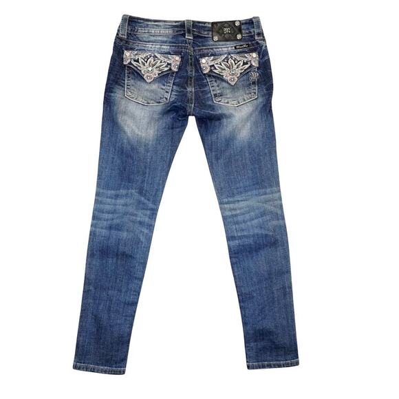 Miss Me Ankle Skinny Jeans Sz 27 – Crystal Embellished Bling Pockets Y2K - Picture 9 of 9
